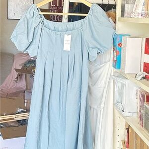 NWT Popvil Baby Blue Puff Sleeve Mini Dress - Size M - Cottagecore